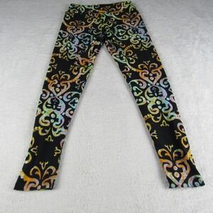 LuLaRoe Leggings Womens One Size Black Soft Multi Damask Scroll Print